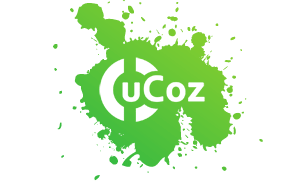 Обои uCoz - зеленая клякса с логотипом юкоз