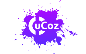 Обои uCoz - феолетовая клякса с логотипом юкоз