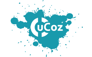 Обои uCoz - нежно-берюзовая клякса с логотипом юкоз